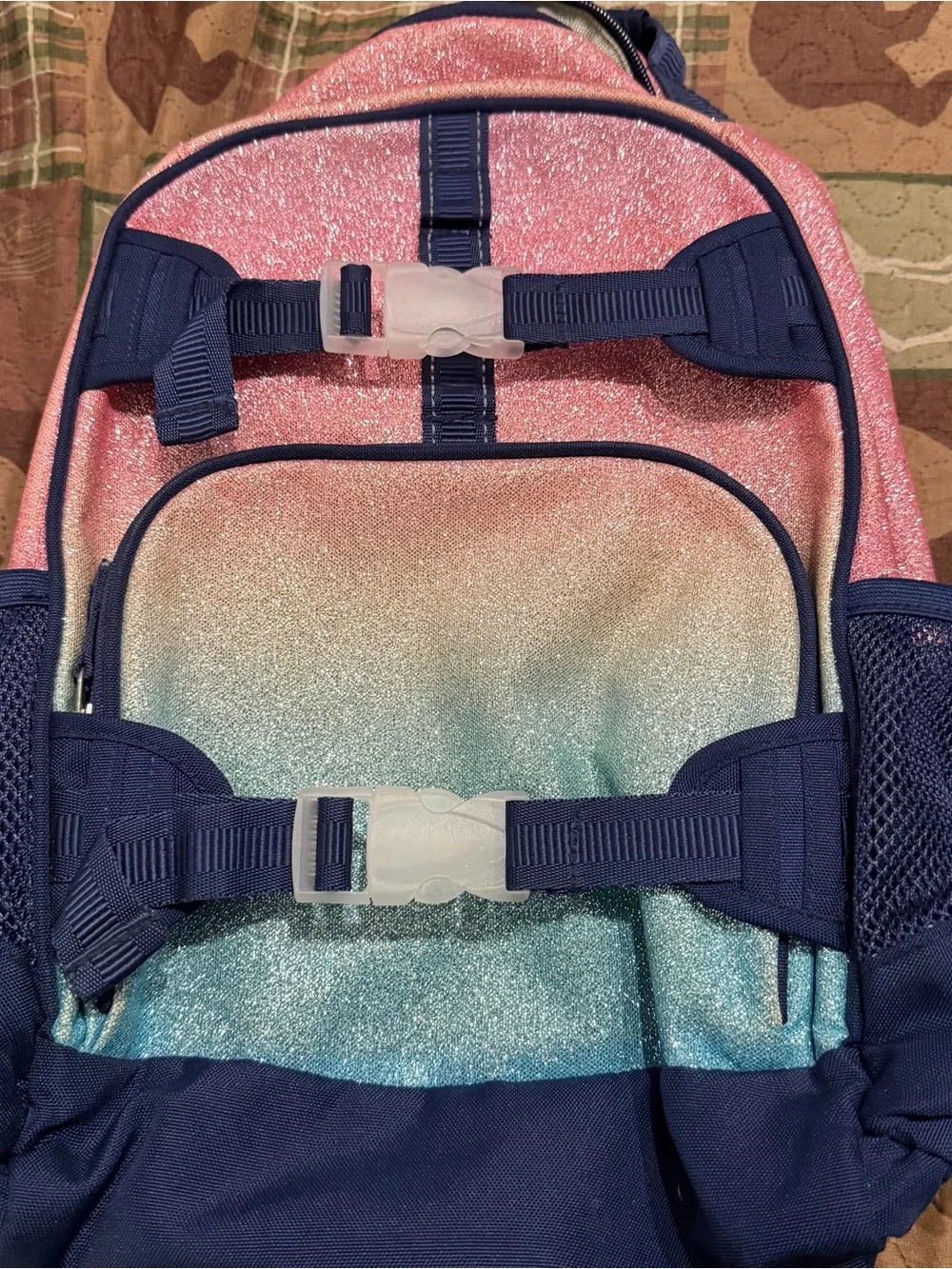 Pottery Barn Kids Glitter Ombre Backpack - Pink, Teal & Navy